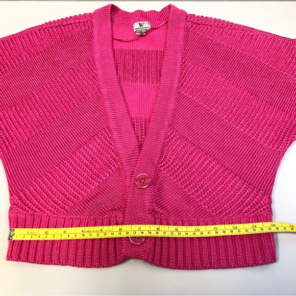Worthington Cropped Cardigan Sweater, Hot Pink, Sz M - Picture 5 of 8